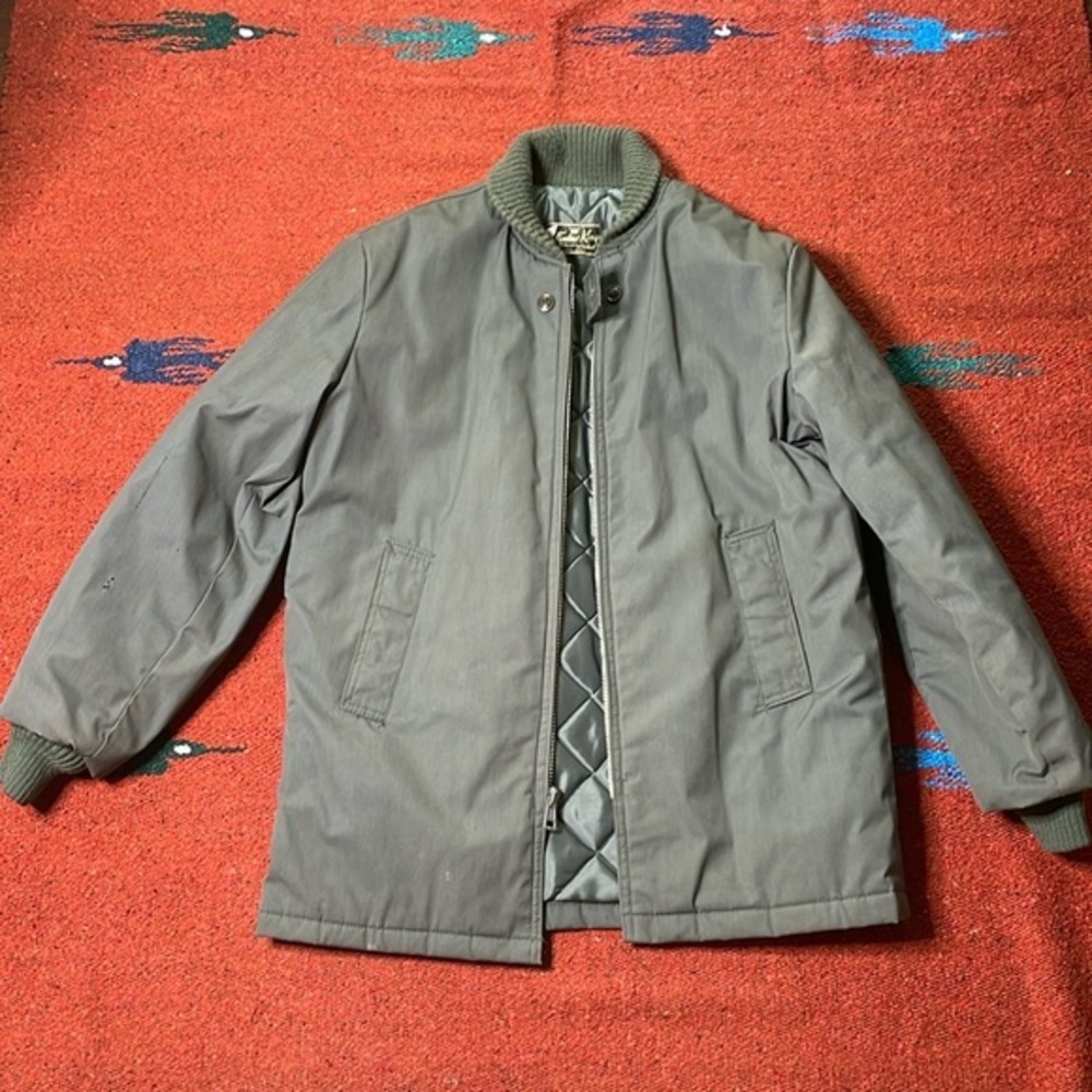 Timber King Quilted Faded Grey 70's Bomber Mens Sz 40 Utility Made in USA Jacket